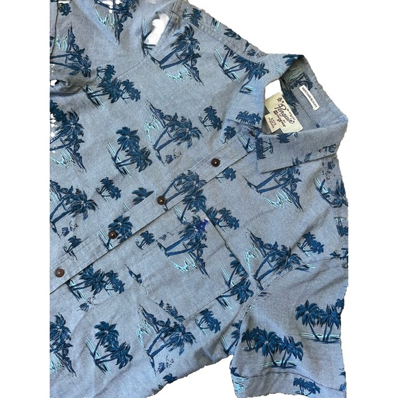 Mens Original Penguin Munsingwear Blue Hawaiian Palm‎ Tree Shirt Sz Small S - Picture 1 of 9